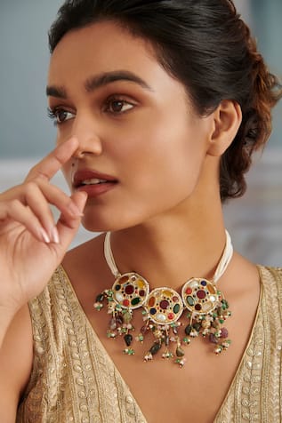 Navratan Stone Embellished Necklace 