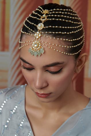 Kundan hair accessories,Alia headband mathapatti inspired by Alia Bhatt’s look,kundan tika,indian jewelry,sheshphool outlet tika, kundan mathpatti