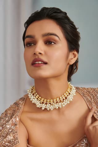 Paisley Pop Kundan & Pearl Embellished Necklace 