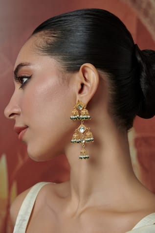 Paisley Pop Kundan Embellished Jhumka Earrings 