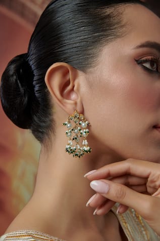 Paisley Pop Kundan & Pearl Embellished Earrings 