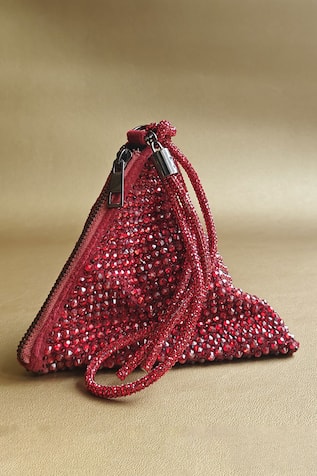 Plode Delhi Wristlet Swarovski Studded Pyramid Bag 