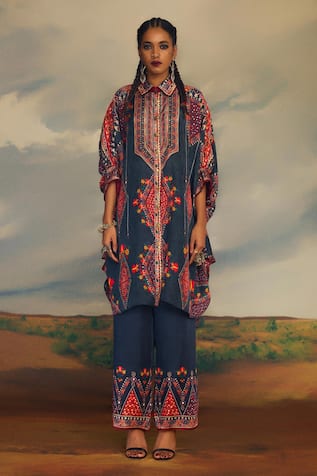 Rajdeep Ranawat Kamara Bloom Mural Print & Embroidered Tunic 