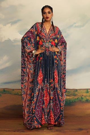 Rajdeep Ranawat Imama Silk Floral Print Kaftan 