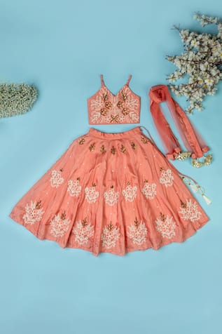 Yuvrani Jaipur Floral Hand Embroidered Lehenga Set 