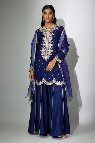 Nadima Saqib Zardosi & Marodi Embroidered Kurta Sharara Set 