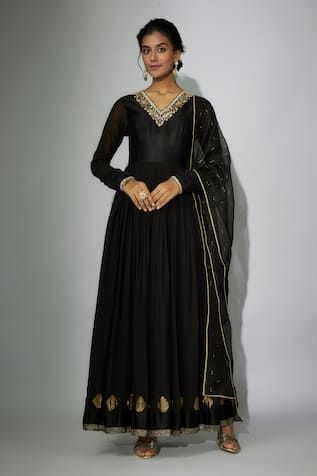 Nadima Saqib Zardosi & Marodi Embroidered Anarkali With Dupatta 