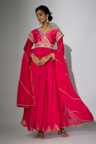 Nadima Saqib Zardosi Embroidered Angarkha Anarkali With Dupatta 