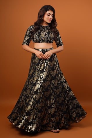 wildflower by krishna Sequin Galaxy Embroidered Lehenga With Blouse 