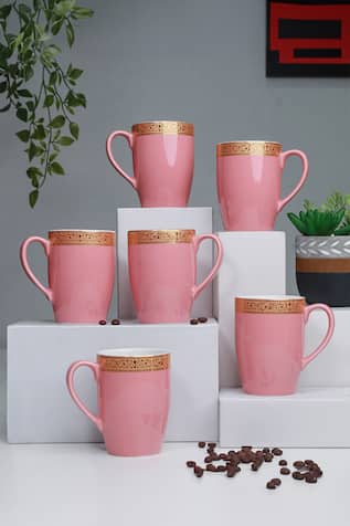 Blooming Dalhia Pattern Mugs - Set of 6 