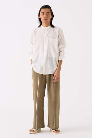 Three Checkered Button Down Shirt & Pant Set 