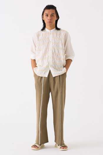 Three Smocked Detailed Shirt & Pant Set 