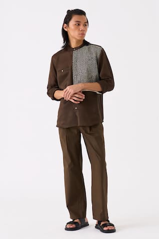 Three Panel Embroidered Shirt & Pant Set 