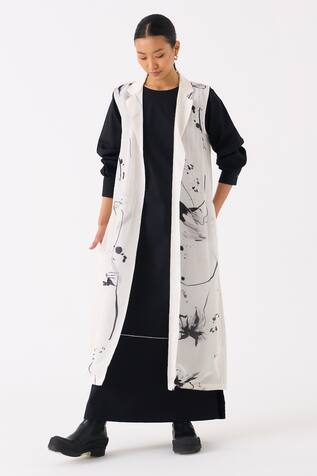 Three Floral Print Back Pleat Overlay 