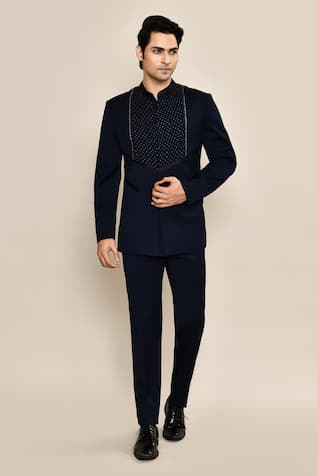 Celeste Pintucked Yoke Embroidered Bandhgala With Trouser 