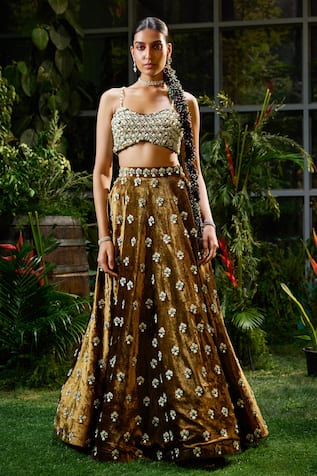 Payal & Zinal Pearl Ambrosia Motif Embellished Lehenga With Blouse 