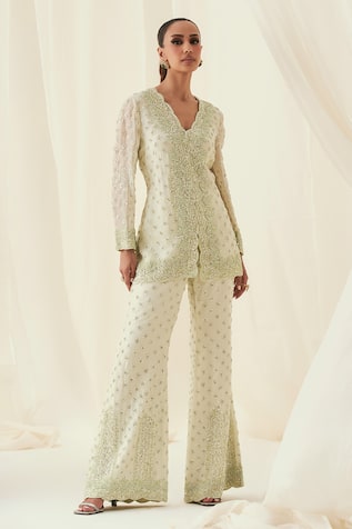 Rococo Farida Embroidered Jacket With Flared Pant 