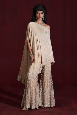 Rococo Lana Embroidered Cape With Sharara 