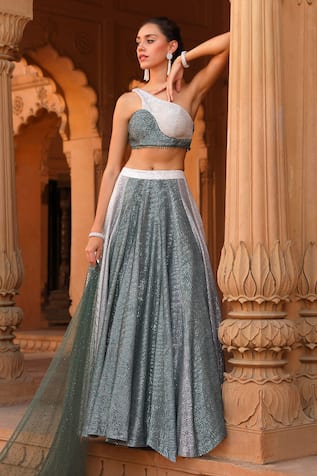 Niamh By Kriti Ombre Sequin Embellished Lehenga Set 