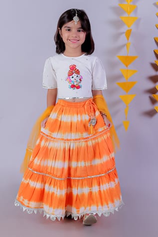 LIL DRAMA Janmashtami Tie & Dye Lehenga Set 