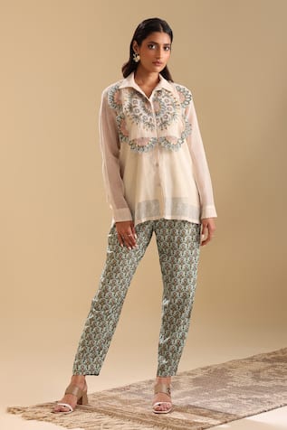 Earaya Applique Shirt & Pant Set 