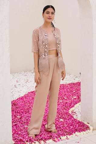 Nidhi Kejriwal Hand Embroidered Palazzo Set With Jacket 