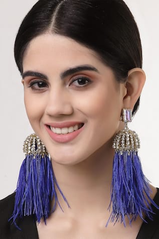 Bijoux By Priya Chandna Dome Shaped Feather Danglers 