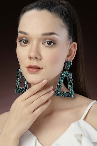 Bijoux By Priya Chandna Trapezoidal Open Frame Earrings 