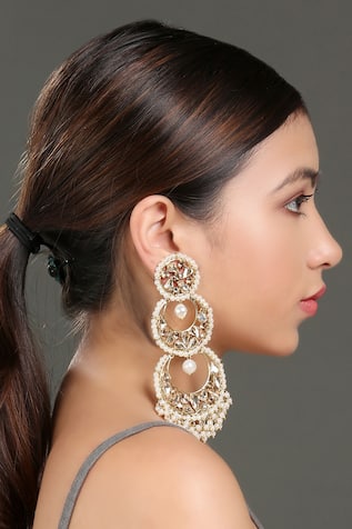 Bijoux By Priya Chandna Layered Chandbali Earrings 