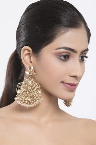 Bijoux By Priya Chandna Crystal Embellished Chandelier Earrings 