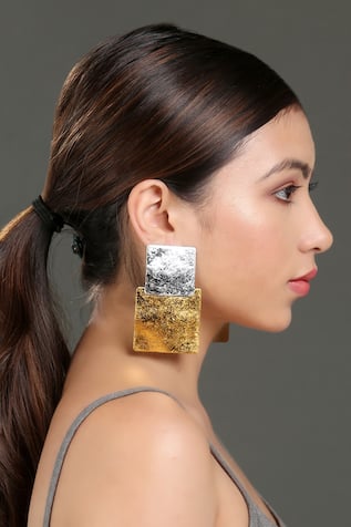 Bijoux By Priya Chandna Two Tone Abstract Earrings 