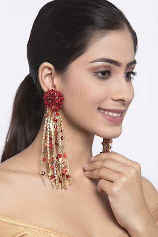 Bijoux By Priya Chandna Beaded Waterfall Earrings 