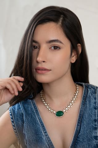 Victorian Polki Stone Studded Choker Set 