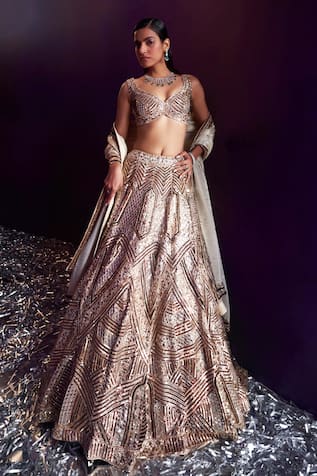 Angad Singh Mirror Embroidered Bridal Lehenga Set 