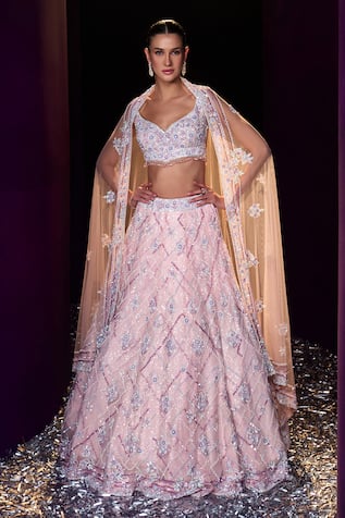 Angad Singh Tonal Sequin Embroidered Bridal Lehenga Set 