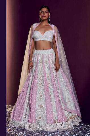 Angad Singh Scallop Embroidered Bridal Lehenga Set 