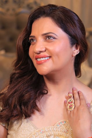 Floral Kundan Embellished Layered Ring 