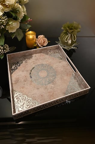 Square Shaped Carved Tray 