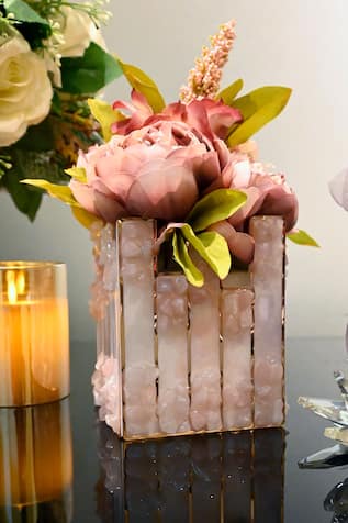 High Low Stone Embellished Small Vase - Single Pc 