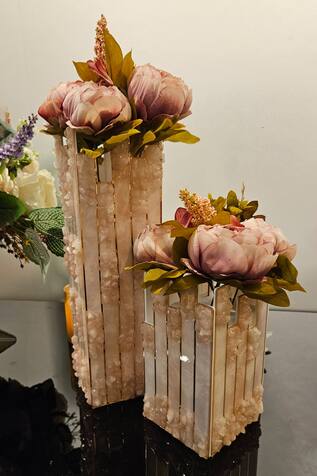 High Low Stone Studded Long Vase - Single Pc 