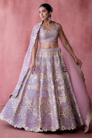 Suhino Gulshan Fleur Patchwork Embroidered Lehenga Set 