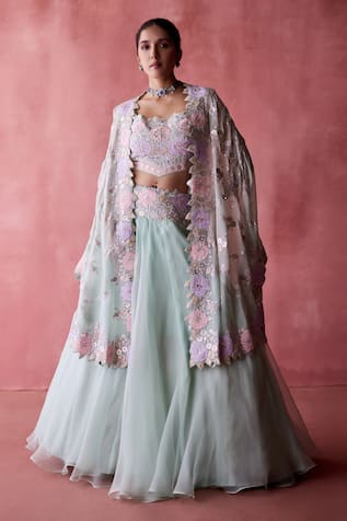 Suhino Shabab Hayat Patchwork Embroidered Cape Lehenga Set 