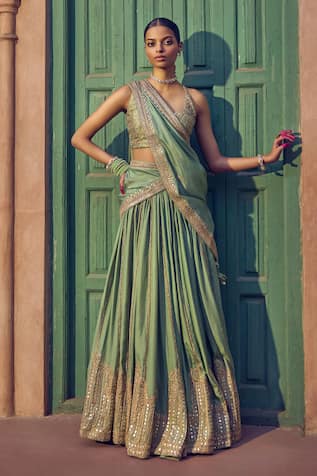 PUNIT BALANA Jharokha Gota Embellished Lehenga Set 