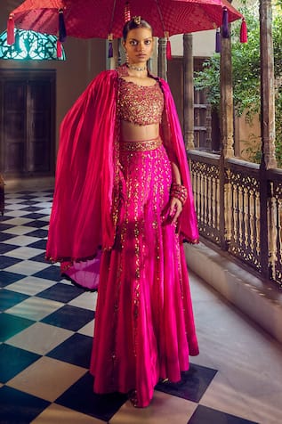 PUNIT BALANA Rani Sa Embroidered Cape Sharara Set 