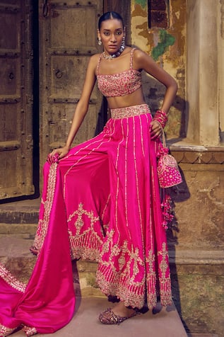 PUNIT BALANA Kumari Embroidered Bustier Sharara Set 