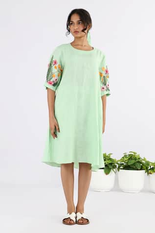 Studio Moda India Applique Work Sleeve Dress 