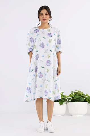 Studio Moda India Floral Print Midi Dress 