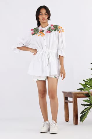 Studio Moda India Floral Applique Work Shirt 