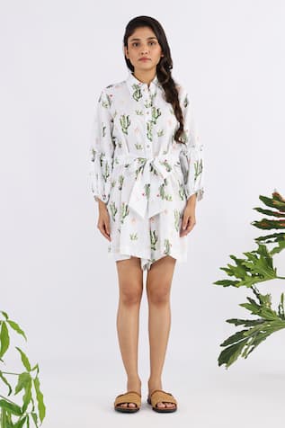 Studio Moda India Cactus Seamless Print Playsuit 