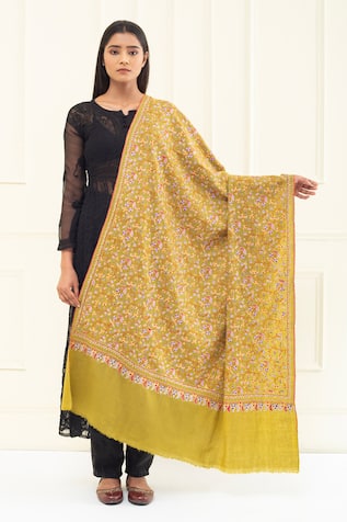 Floral Branch Embroidered Pashmina Shawl 